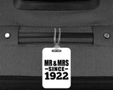 102nd Anniversary Mr & Mrs Since 1922 - Luggage Bag Tag
