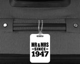 77th Anniversary Mr & Mrs Since 1947 - Luggage Bag Tag