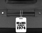 50th Anniversary Mr & Mrs Since 1974 - Luggage Bag Tag