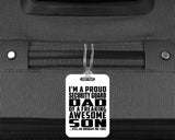 Proud Security Guard Dad Of Awesome Son - Luggage Bag Tag