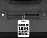 90th Birthday Made in 1934 All Parts Original - Luggage Bag Tag