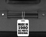 44th Birthday Made in 1980 All Parts Original - Luggage Bag Tag