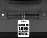 26th Birthday Made in 1998 All Parts Original - Luggage Bag Tag