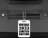 91st Birthday Vintage 1933 Limited Edition - Luggage Bag Tag