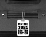 43rd Birthday Vintage 1981 Limited Edition - Luggage Bag Tag