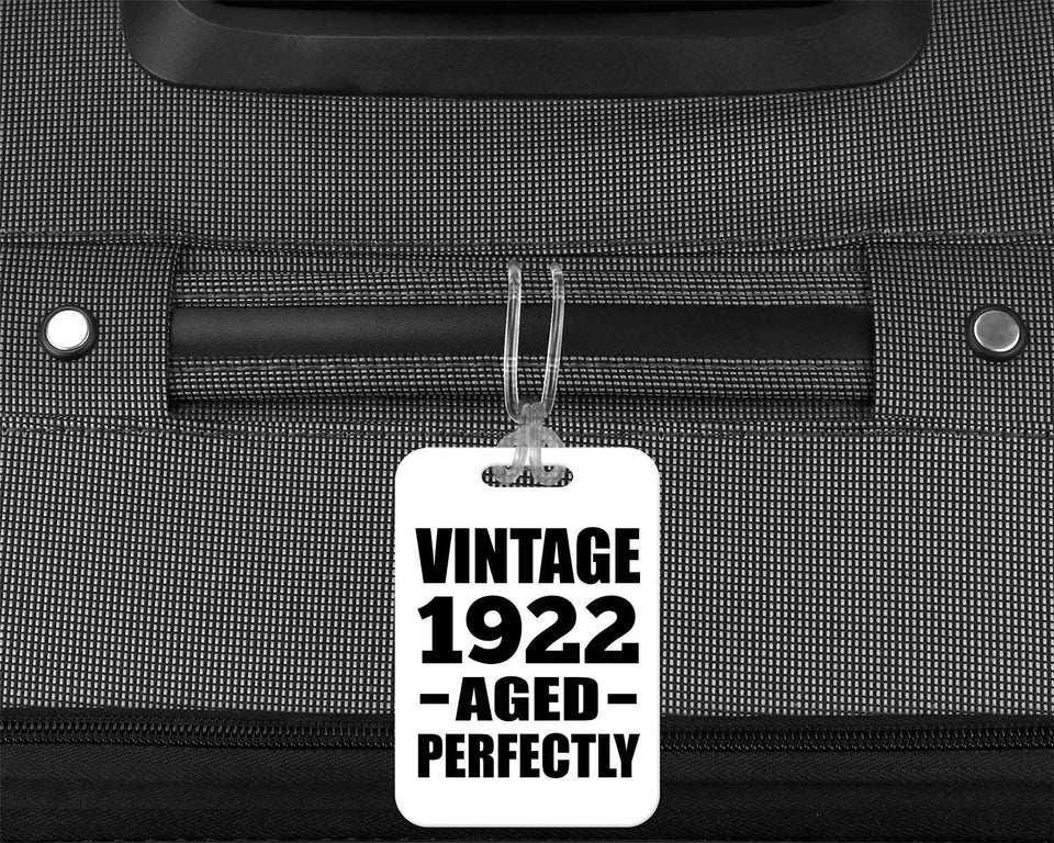 102nd Birthday Vintage 1922 Aged Perfectly - Luggage Bag Tag
