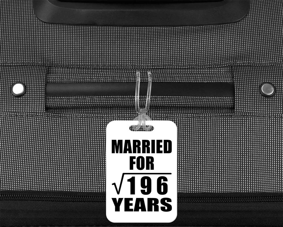 14th Anniversary Married For Square Root of 196 Years - Luggage Bag Tag