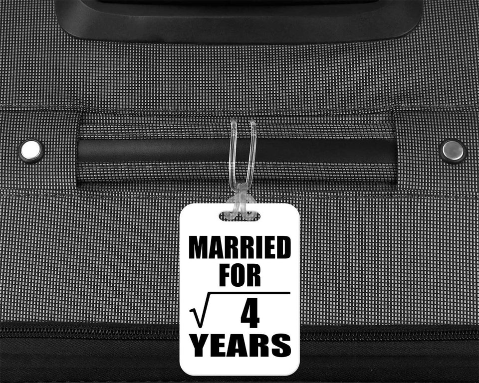 2nd Anniversary Married For Square Root of 4 Years - Luggage Bag Tag