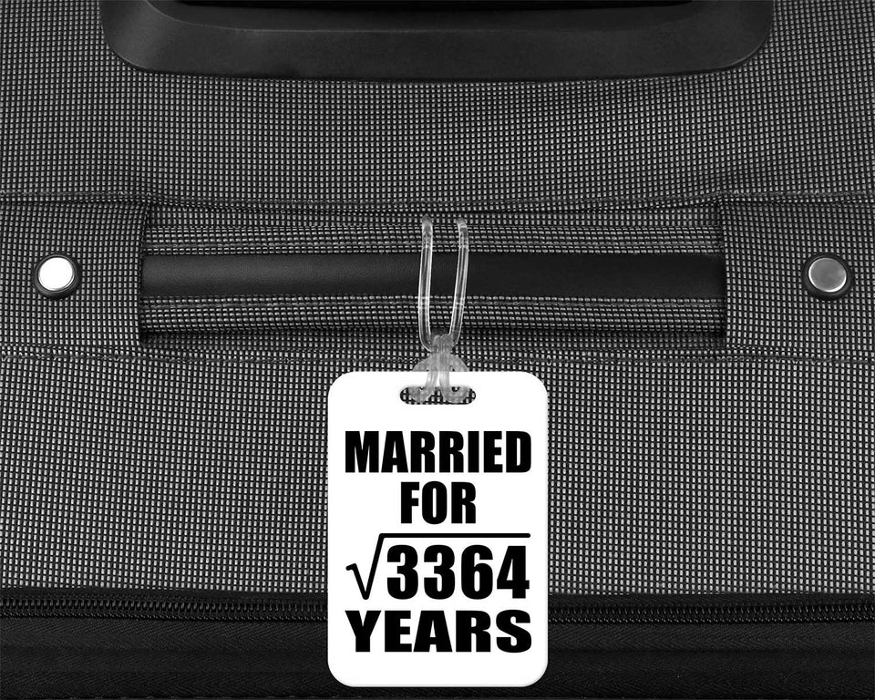 58th Anniversary Married For Square Root of 3364 Years - Luggage Bag Tag