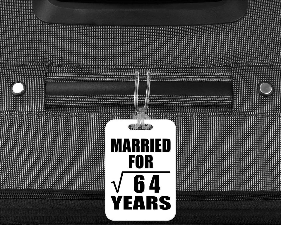 8th Anniversary Married For Square Root of 64 Years - Luggage Bag Tag