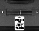 99th Anniversary Married For Square Root of 9801 Years - Luggage Bag Tag