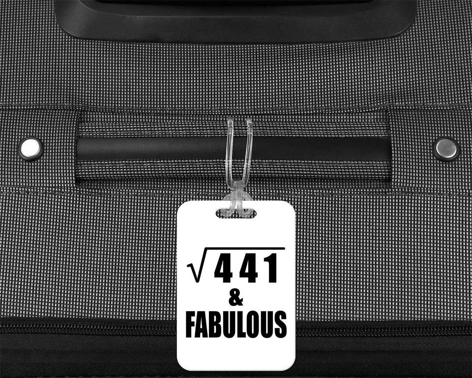 21st Birthday Square Root of 441 & Fabulous - Luggage Bag Tag