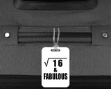 4th Birthday Square Root of 16 & Fabulous - Luggage Bag Tag