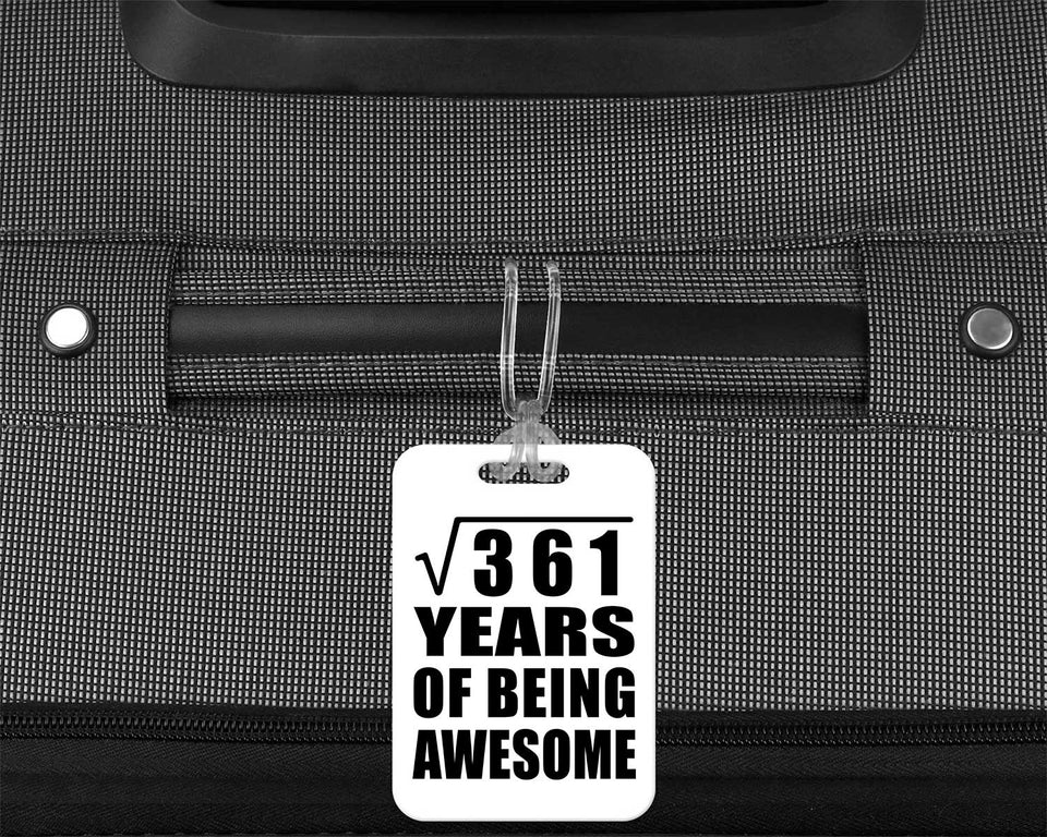 19th Birthday Square Root of 361 Years of Being Awesome - Luggage Bag Tag