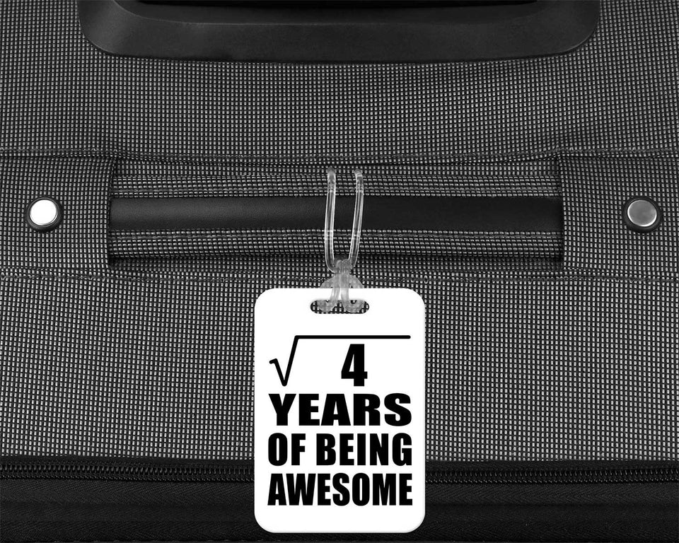 2nd Birthday Square Root of 4 Years of Being Awesome - Luggage Bag Tag