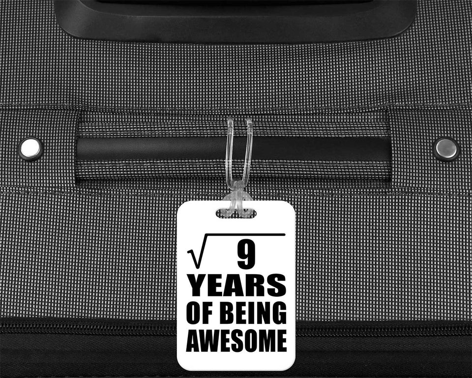 3rd Birthday Square Root of 9 Years of Being Awesome - Luggage Bag Tag