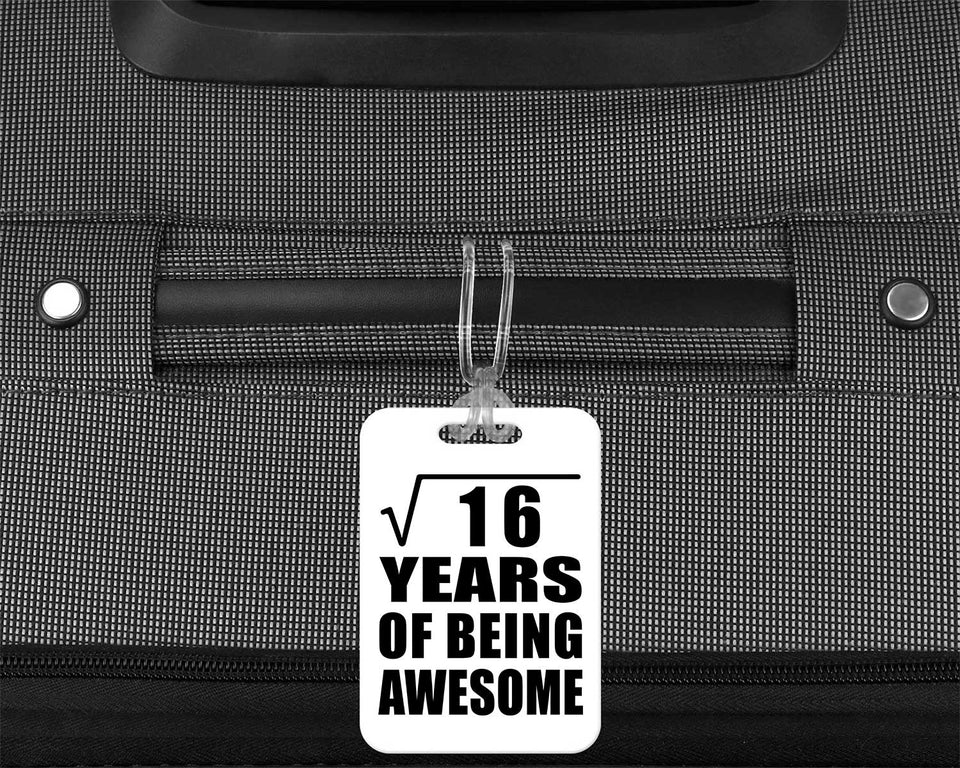 4th Birthday Square Root of 16 Years of Being Awesome - Luggage Bag Tag