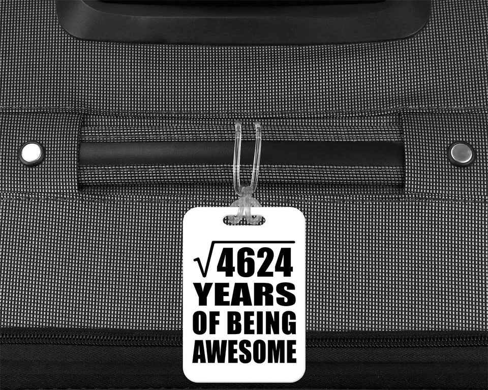 68th Birthday Square Root of 4624 Years of Being Awesome - Luggage Bag Tag
