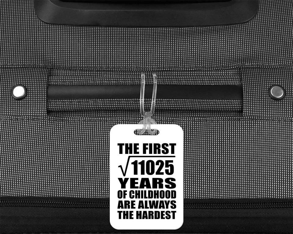 105th Birthday Square Root of 11025 Years of Childhood - Luggage Bag Tag