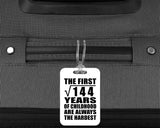 12th Birthday Square Root of 144 Years of Childhood - Luggage Bag Tag