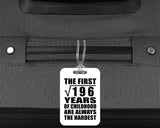 14th Birthday Square Root of 196 Years of Childhood - Luggage Bag Tag