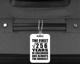 16th Birthday Square Root of 256 Years of Childhood - Luggage Bag Tag