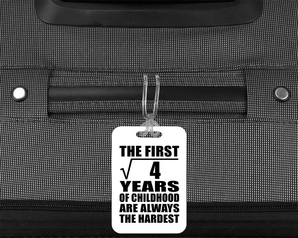 2nd Birthday Square Root of 4 Years of Childhood - Luggage Bag Tag
