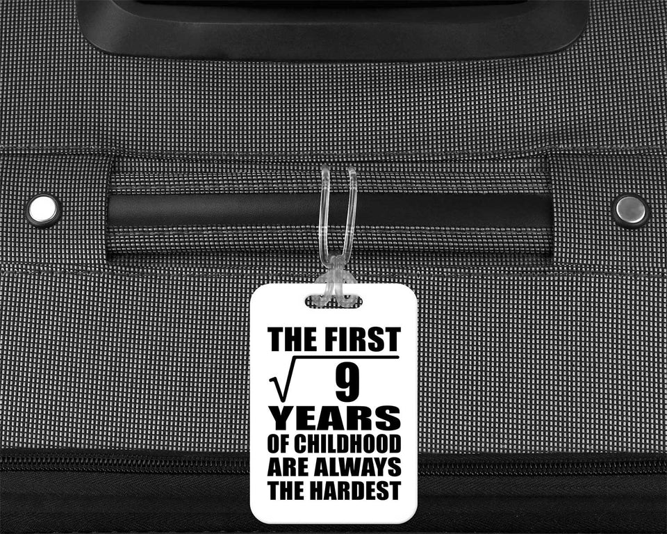3rd Birthday Square Root of 9 Years of Childhood - Luggage Bag Tag