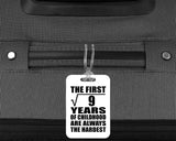 3rd Birthday Square Root of 9 Years of Childhood - Luggage Bag Tag