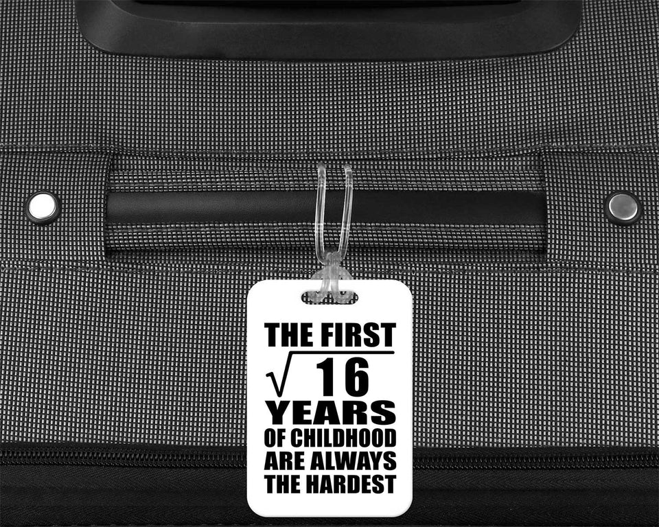 4th Birthday Square Root of 16 Years of Childhood - Luggage Bag Tag