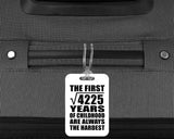 65th Birthday Square Root of 4225 Years of Childhood - Luggage Bag Tag