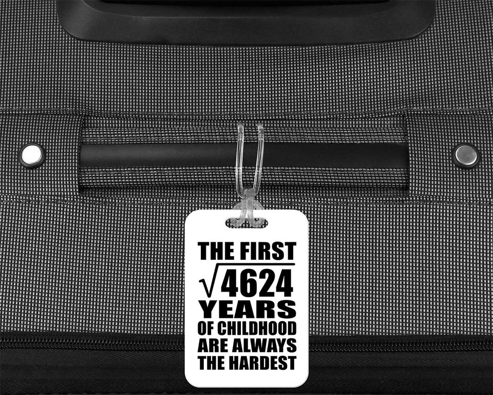68th Birthday Square Root of 4624 Years of Childhood - Luggage Bag Tag