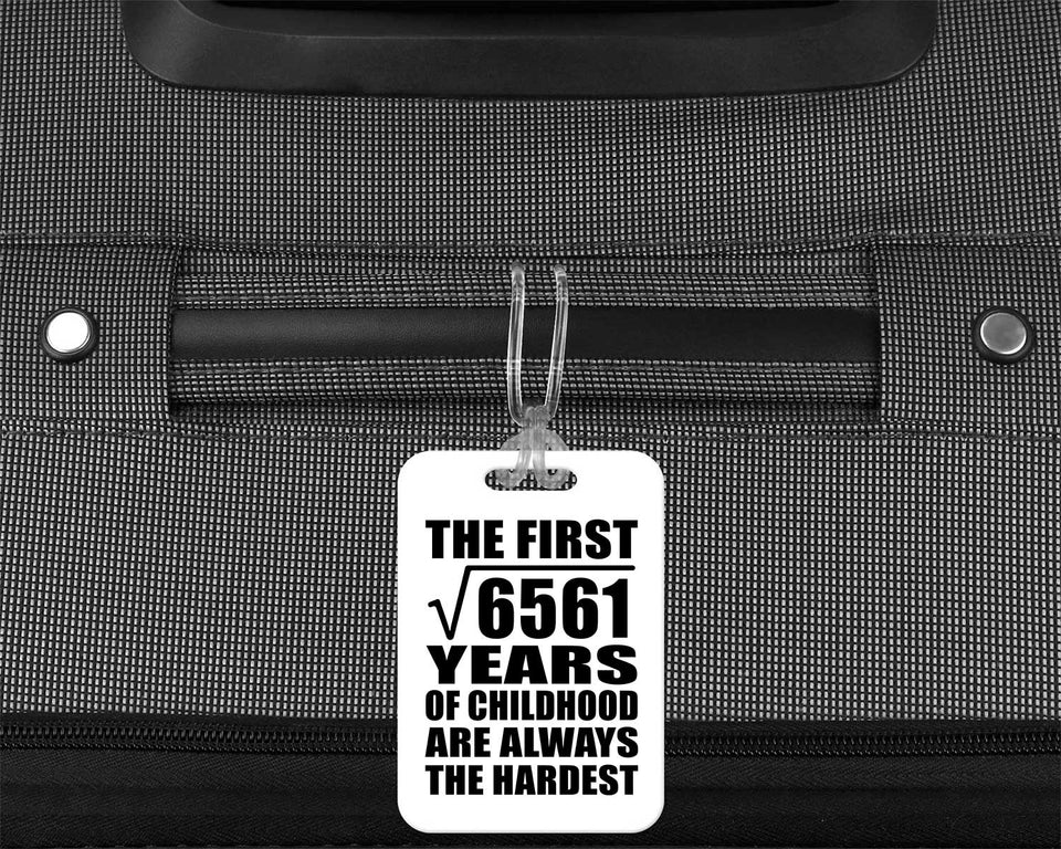 81st Birthday Square Root of 6561 Years of Childhood - Luggage Bag Tag