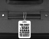 81st Birthday Square Root of 6561 Years of Childhood - Luggage Bag Tag