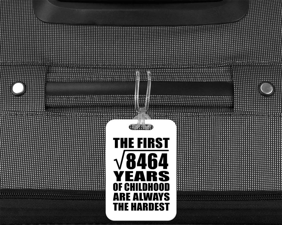 92nd Birthday Square Root of 8464 Years of Childhood - Luggage Bag Tag