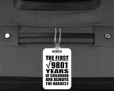 99th Birthday Square Root of 9801 Years of Childhood - Luggage Bag Tag