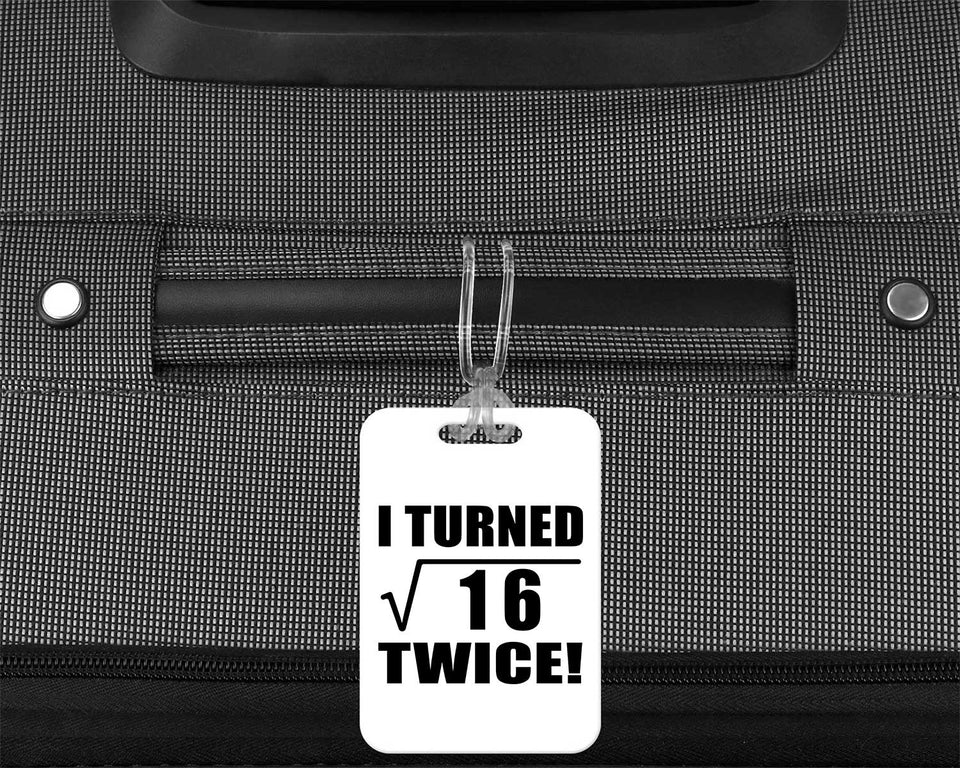 8th Birthday I Turned Square Root of 16 Twice - Luggage Bag Tag
