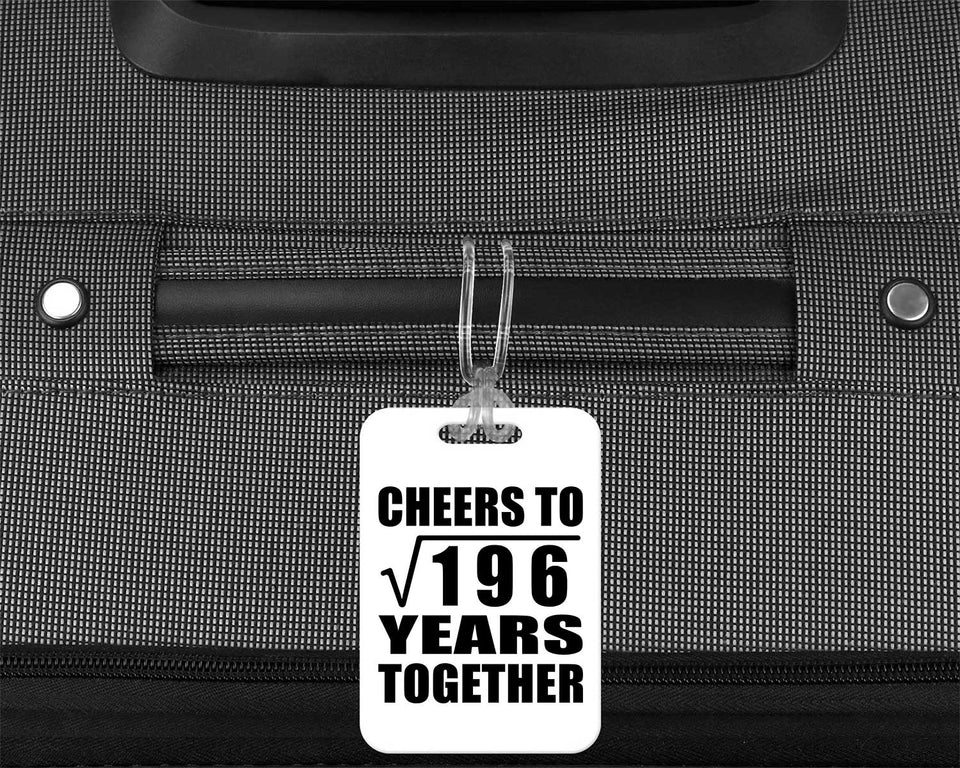 14th Anniversary Cheers To Square Root of 196 Years Together - Luggage Bag Tag