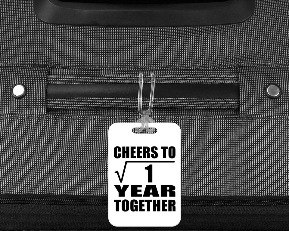 1st Anniversary Cheers To  Square Root of 1 Year Together - Luggage Bag Tag