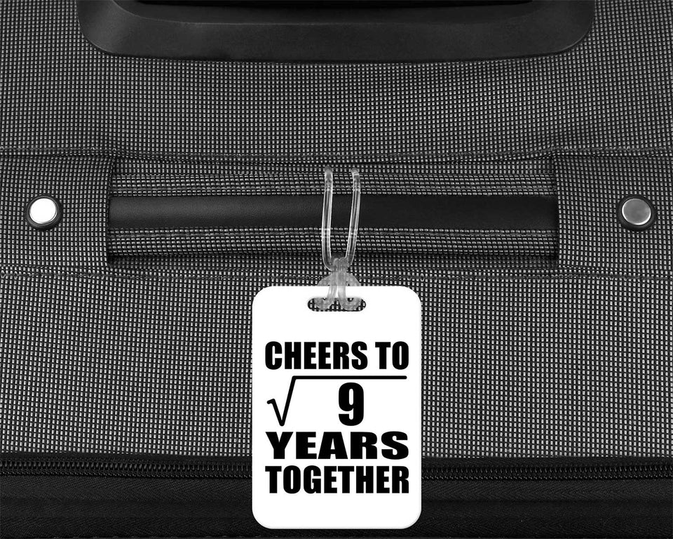 3rd Anniversary Cheers To Square Root of 9 Years Together - Luggage Bag Tag