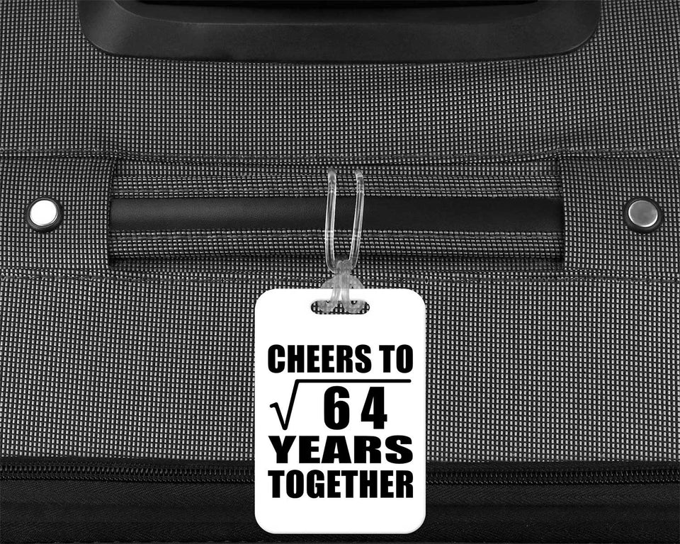 8th Anniversary Cheers To Square Root of 64 Years Together - Luggage Bag Tag