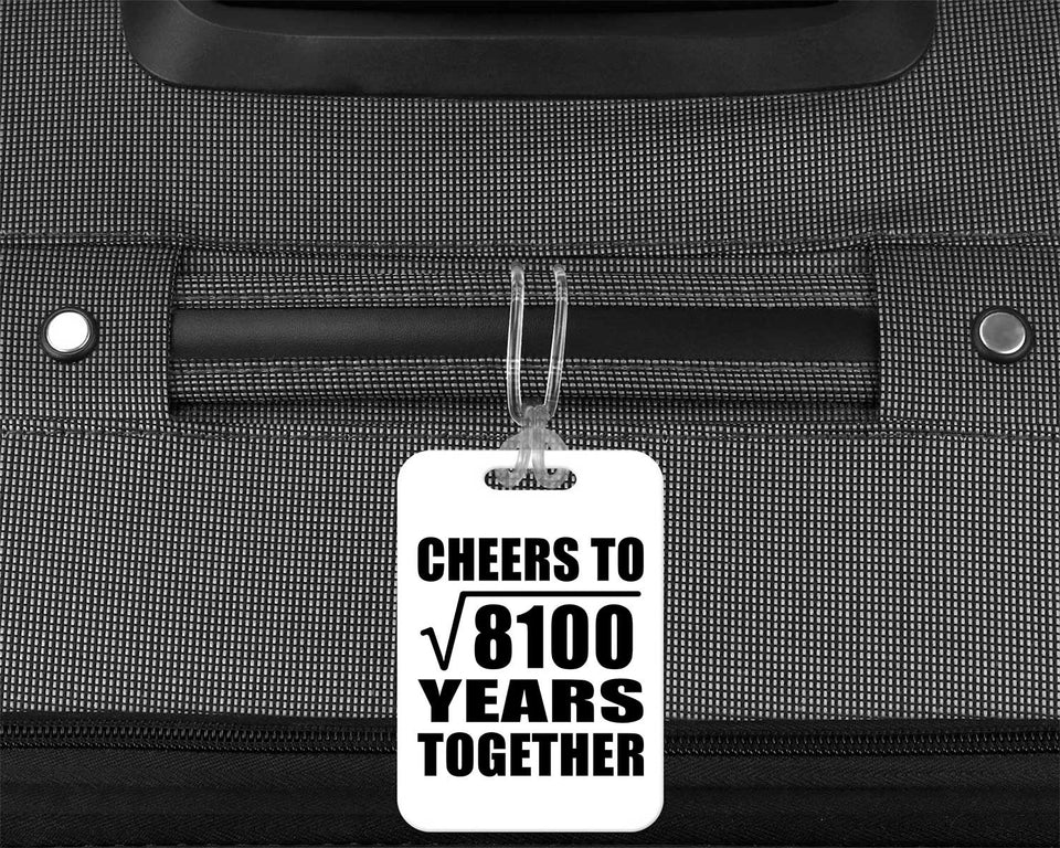 90th Anniversary Cheers To Square Root of 8100 Years Together - Luggage Bag Tag