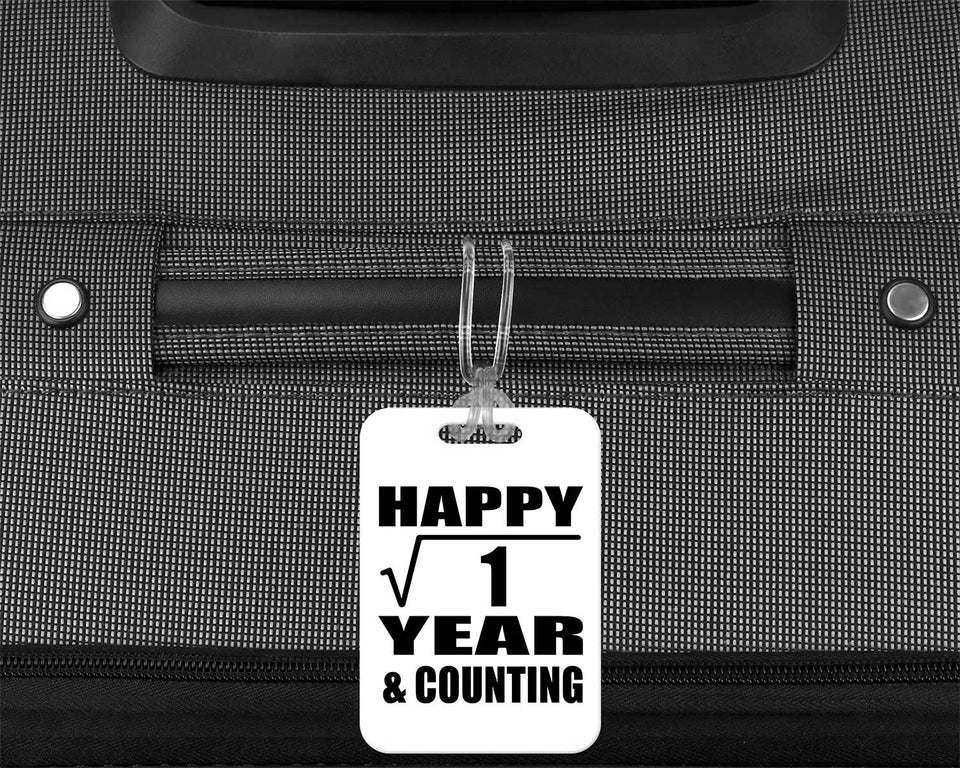 Happy 1st Anniversary Square Root of 1 Year & Counting - Luggage Bag Tag