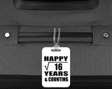 Happy 4th Anniversary Square Root of 16 Years & Counting - Luggage Bag Tag