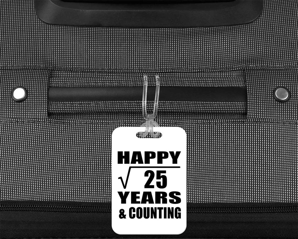 Happy 5th Anniversary Square Root of 25 Years & Counting - Luggage Bag Tag