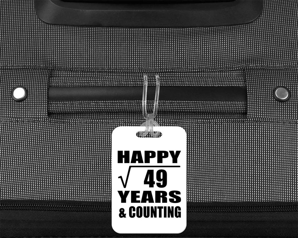 Happy 7th Anniversary Square Root of 49 Years & Counting - Luggage Bag Tag