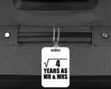 2nd Anniversary Square Root of 4 Years As Mr & Mrs - Luggage Bag Tag