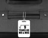 3rd Anniversary Square Root of 9 Years As Mr & Mrs - Luggage Bag Tag