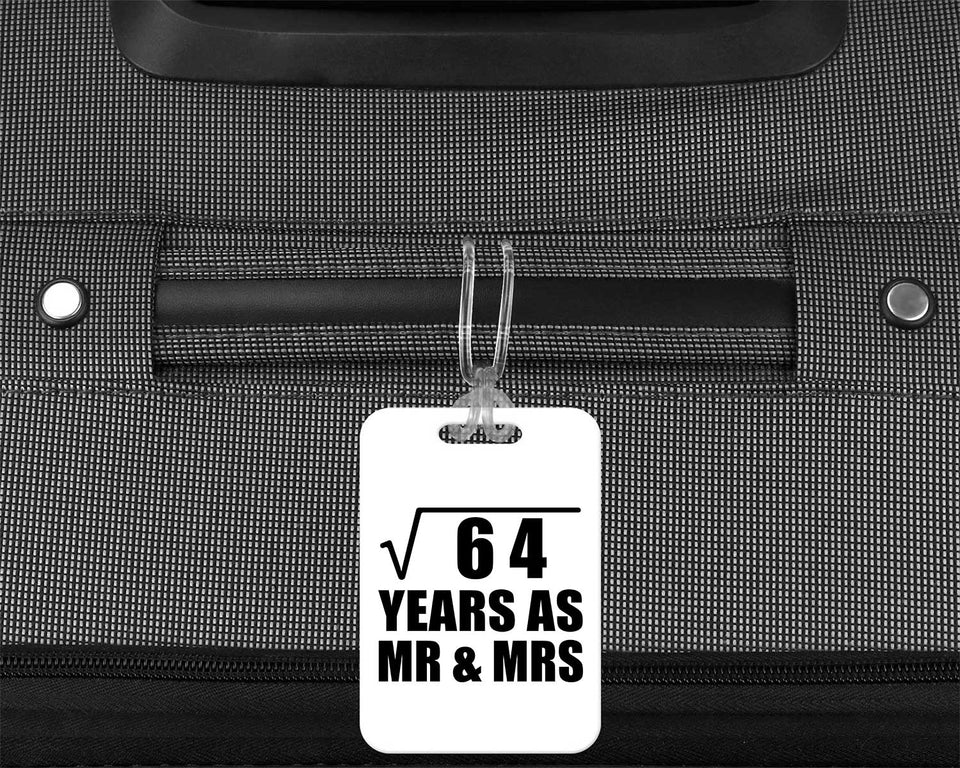 8th Anniversary Square Root of 64 Years As Mr & Mrs - Luggage Bag Tag