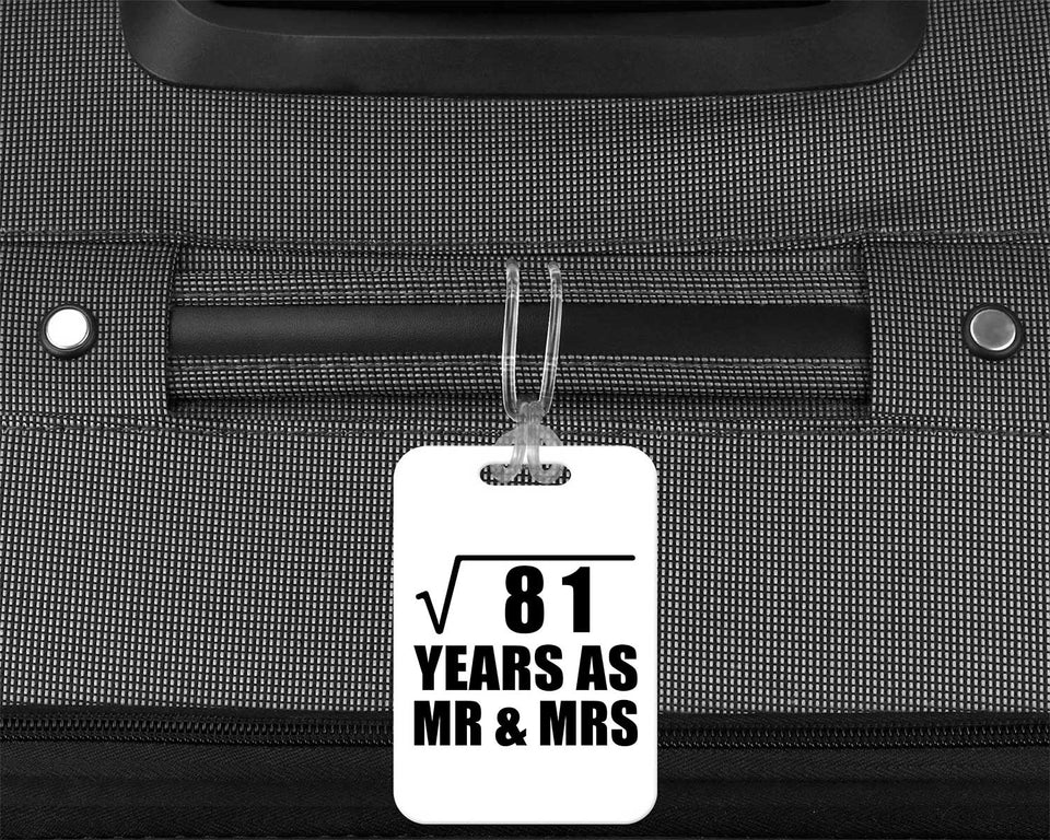 9th Anniversary Square Root of 81 Years As Mr & Mrs - Luggage Bag Tag